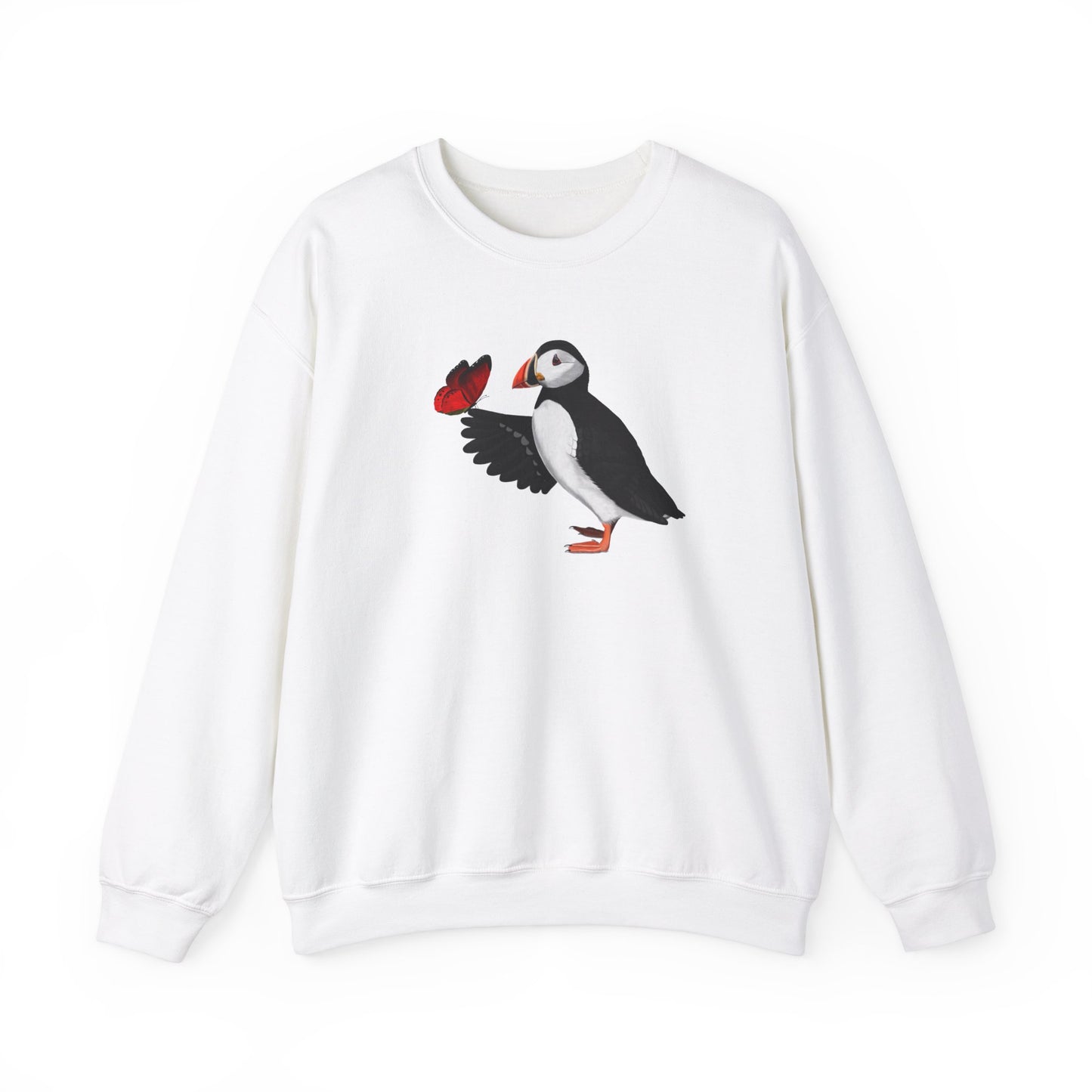 Puffin with Butterfly Bird Birding & Birdwatching Sweatshirt