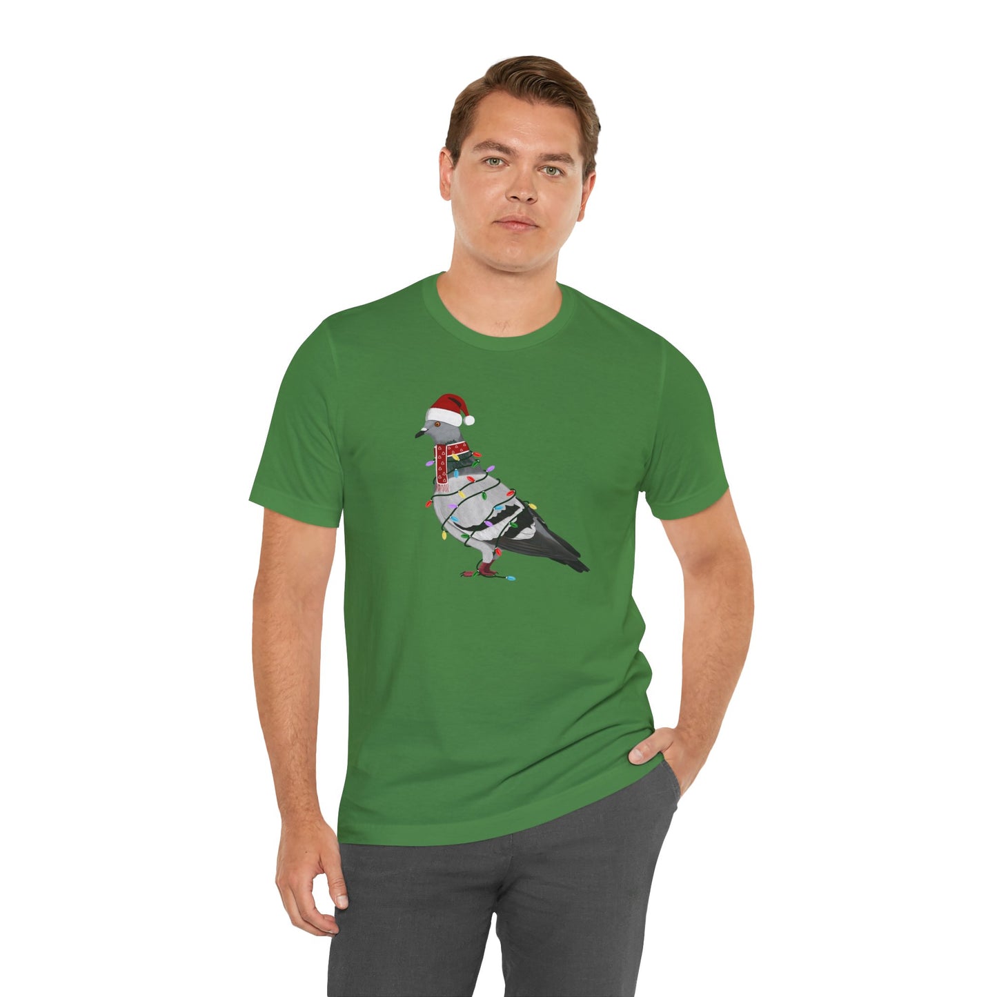 Pigeon with Fairy Lights Christmas Bird T-Shirt