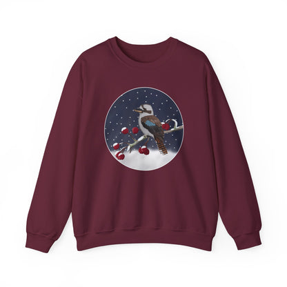 Kookaburra on a Winter Branch Birdwatcher Christmas Bird Sweatshirt