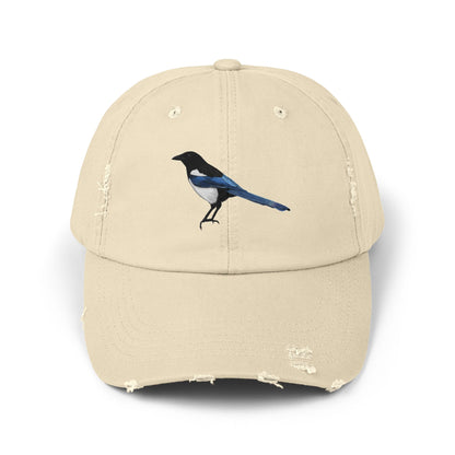 Magpie Bird Art Distressed Cap