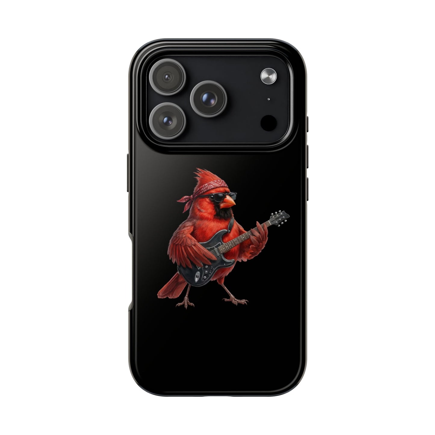 Cardinal with Guitar iPhone Case – Premium Tough Phone Cover Black