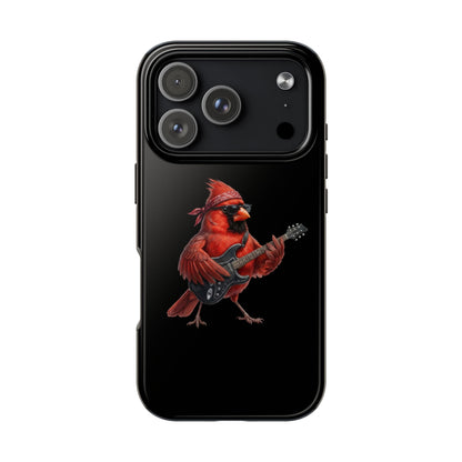 Cardinal with Guitar iPhone Case – Premium Tough Phone Cover Black