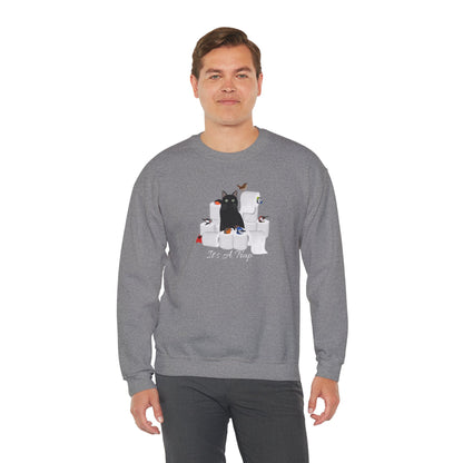 Black Cat with Birds and Toilet Paper Cat Lover Sweatshirt