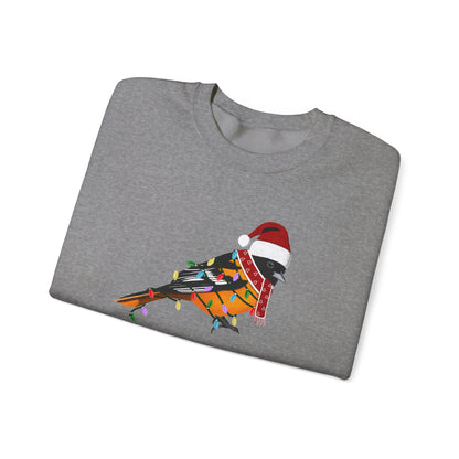 Baltimore Oriole with Fairy Lights Santa Claus Christmas Bird Sweatshirt