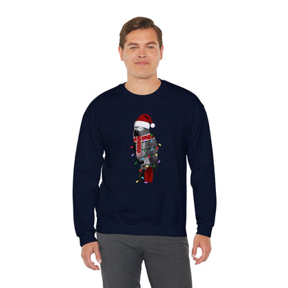 Grey Parrot with Fairy Lights Santa Claus Christmas Bird Sweatshirt