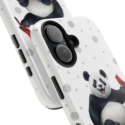 Cute Panda Bear with a Cardinal Animal iPhone Case - Dual-Layer PC/TPU Protective Cover for iPhone