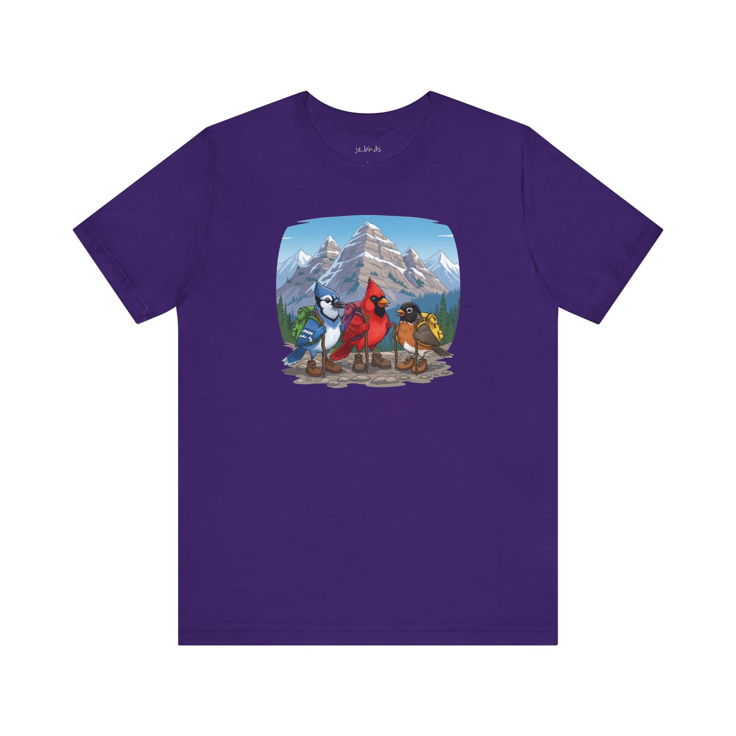 Birds Hiking T-Shirt Funny Cardinal Blue Jay Robin on a Hike Bird Watcher Bird Lover