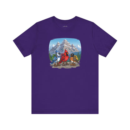 Birds Hiking T-Shirt Funny Cardinal Blue Jay Robin on a Hike Bird Watcher Bird Lover