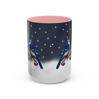 Blue Jay and Cardinal Bird Coffee Mug | Ceramic Christmas Gift for Bird Lovers