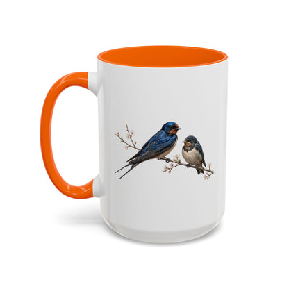 Barn Swallow & Fledgling Two-Tone Mug | Spring Bird Lover Gift