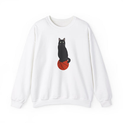 Black Cat with Basketball Cat Lover Sweatshirt