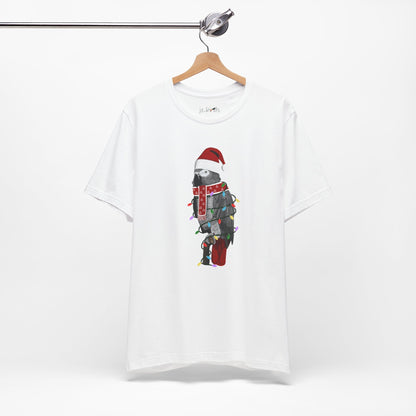 Grey Parrot with Fairy Lights Christmas Bird T-Shirt