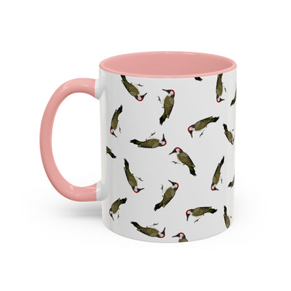 Grünspecht Tasse mit Streumuster | Vogelmotiv Kaffeebecher für Vogelbeobachter & Naturfreunde – Accent Coffee Mug and Birds Design style