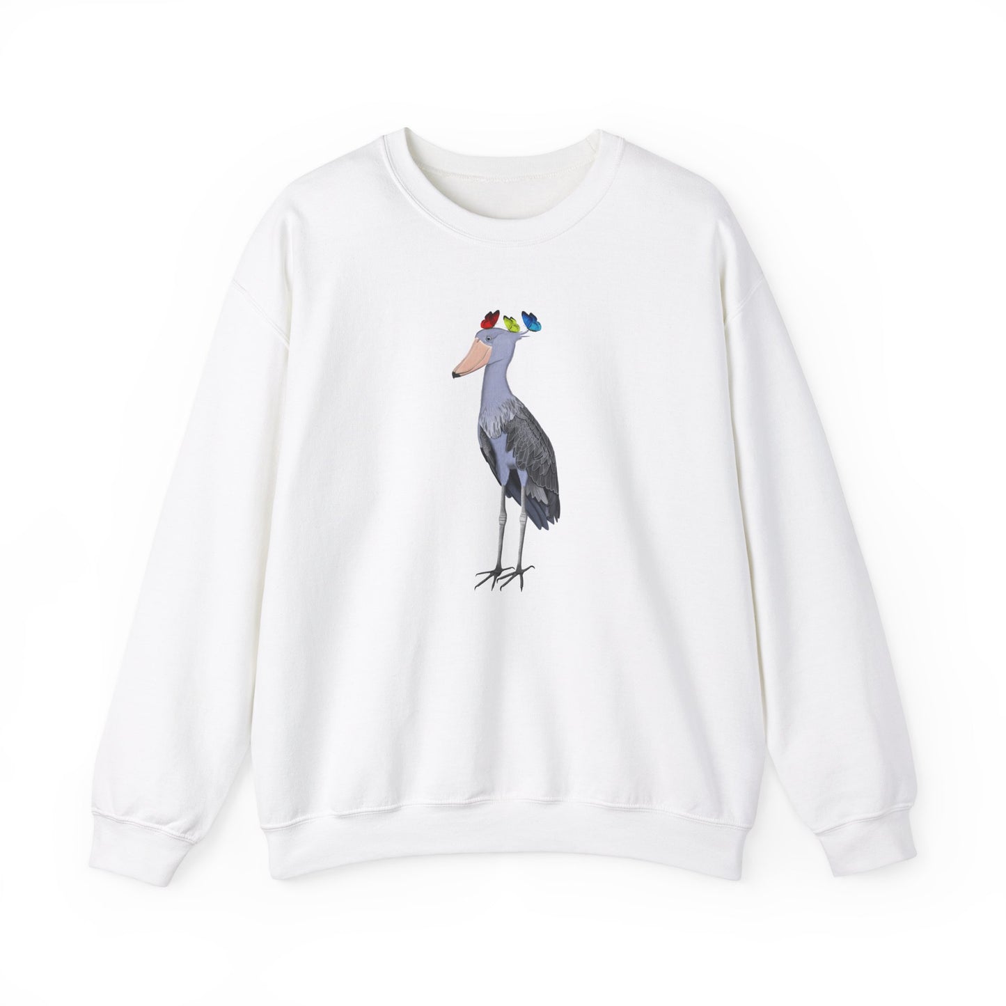 Shoebill with Butterflies Bird Birding & Birdwatching Sweatshirt