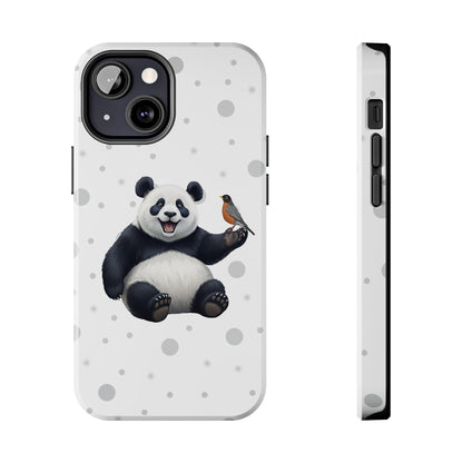Cute Panda Bear with American Robin Animal iPhone Case - Dual-Layer PC/TPU Protective Cover for iPhone