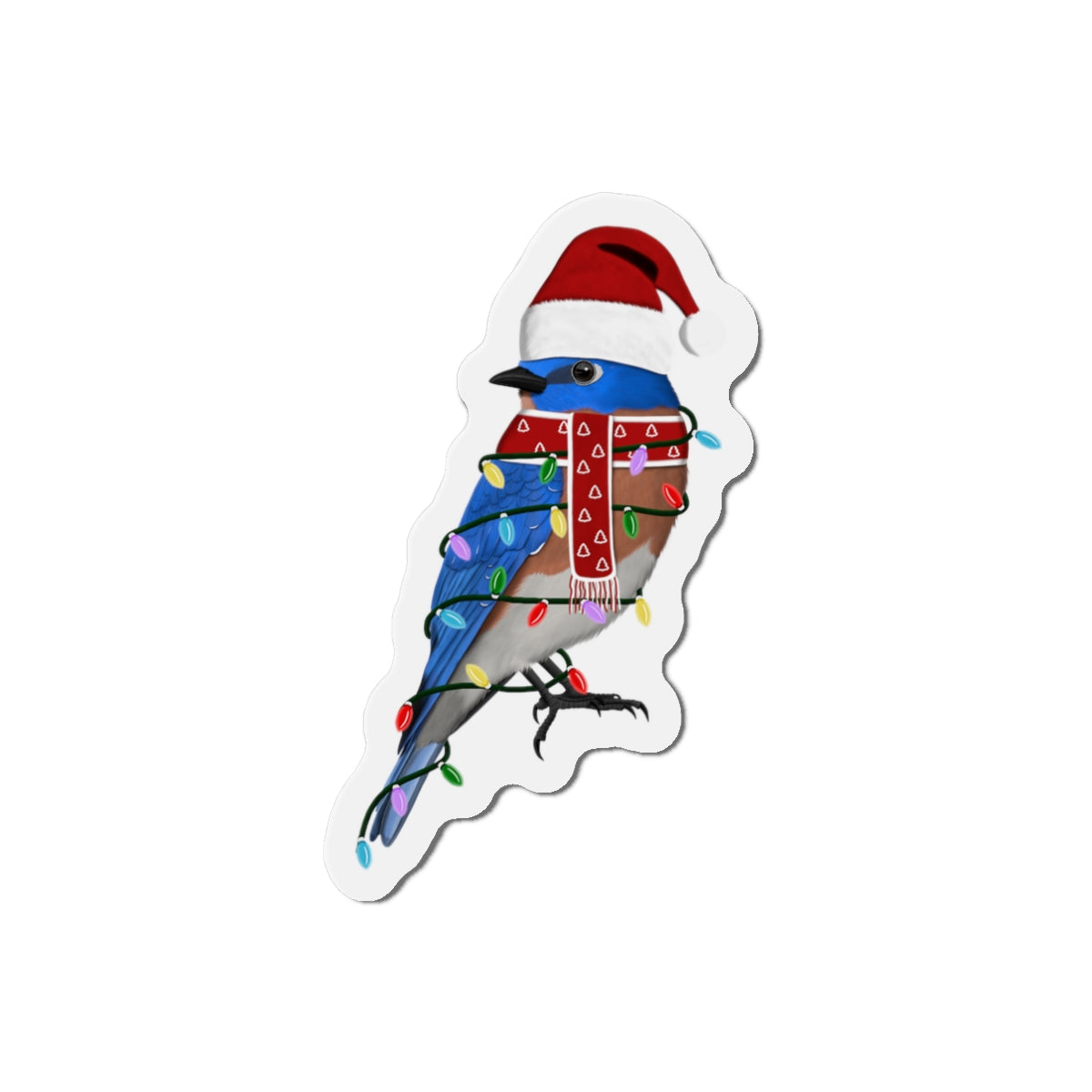 Bluebird Home Decor – with Fairy Lights and Scarf Christmas Bird Magnet