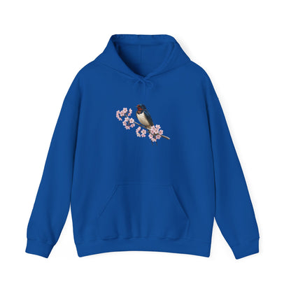 Barn Swallow on a Branch with Cherry Blossoms Hoodie Bird Lover & Bird Watcher | Unisex Sweater | Gift for Bird Lovers
