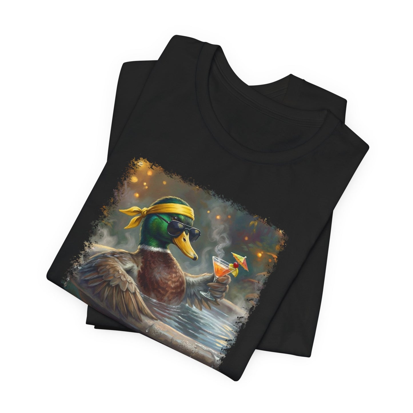 Funny Mallard T-Shirt | Bird with Sunglasses & Drink | Unisex Summer Tee