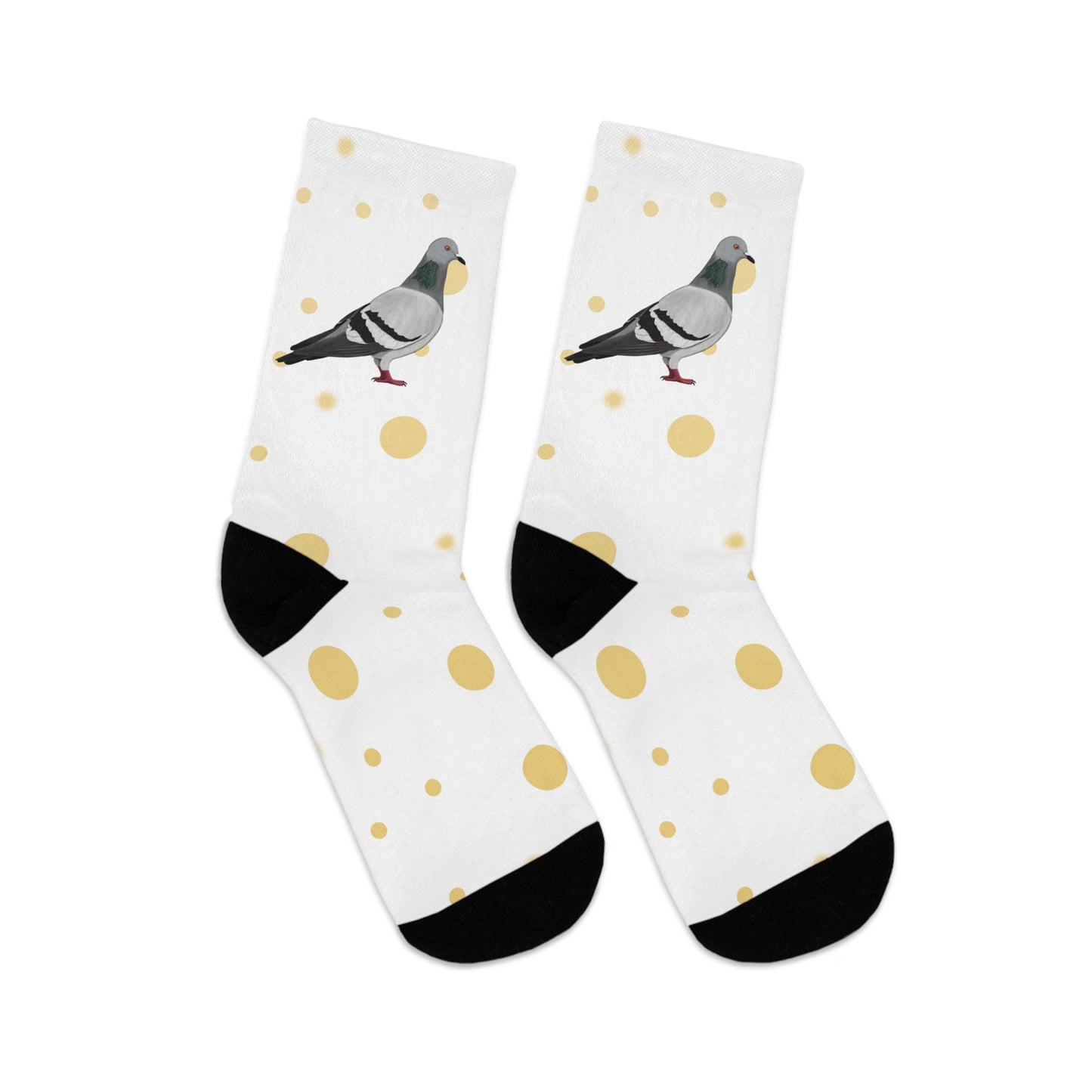 Pigeon with Golden Dots Birding & Birdwatching Bird Socks White