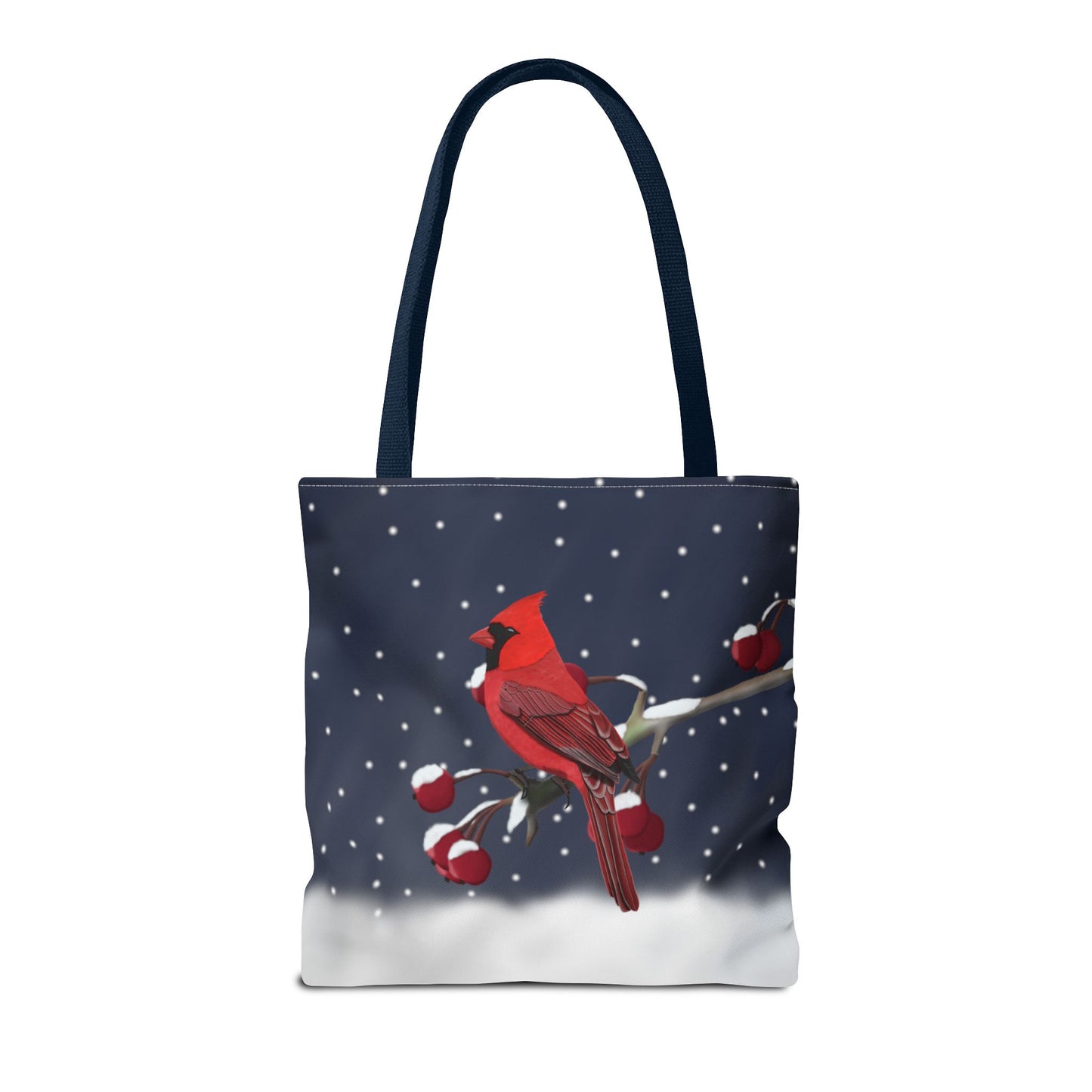 Cardinal on a Winter Branch Christmas Bird Tote Bag 16"x16"