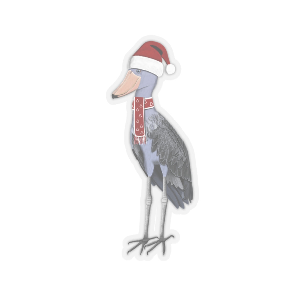 Shoebill with Santa Claus Hat and Scarf Christmas Bird Sticker