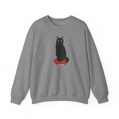 Black Cat with Football Cat Lover Sweatshirt