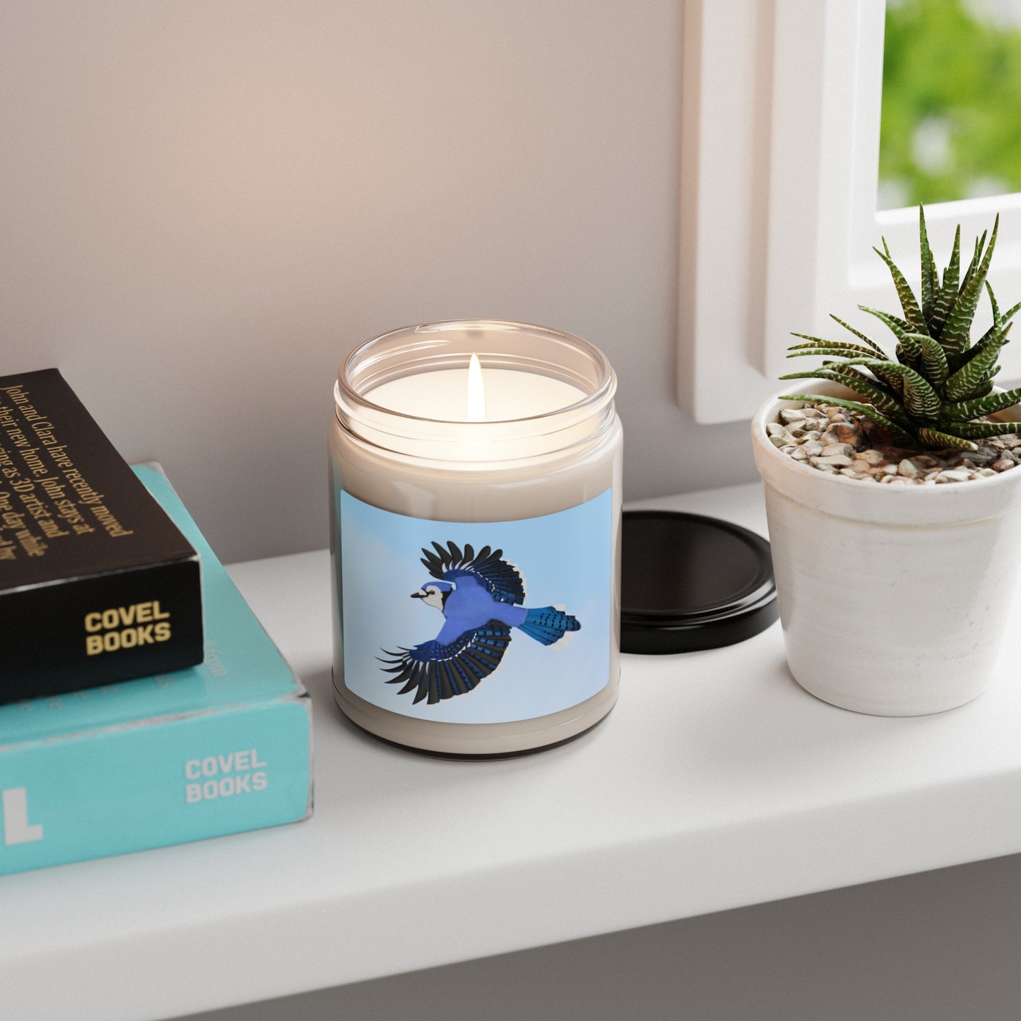 Blue Jay Bird Art Scented Soy Candle, 9oz