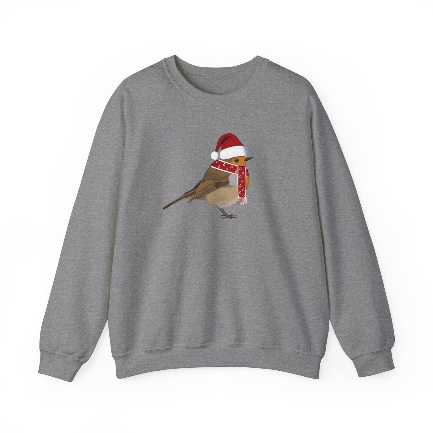 European Robin with Christmas Hat Bird Birdwatcher Sweatshirt