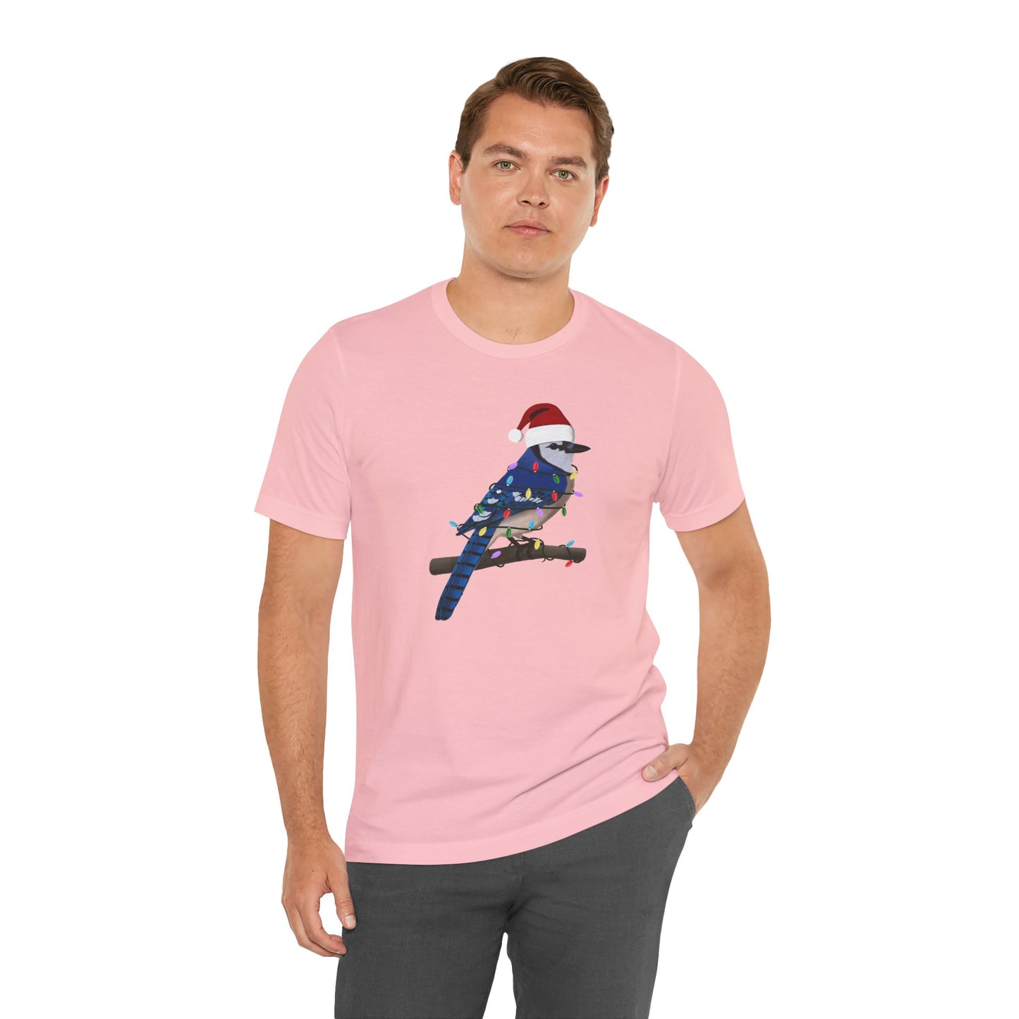 Blue Jay with Fairy Lights Christmas Bird T-Shirt