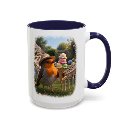 Robin Rosi Ice Cream Garden Premium Mug for Bird Lovers