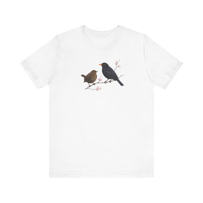 Blackbird & Fledgling T-Shirt | Spring Blossoms Unisex Graphic Tee