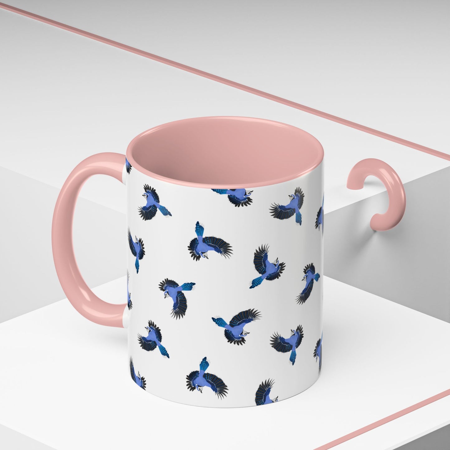 Blue Jay All-Over Pattern Accent Mug | Colorful Bird Lover Gift for Birdwatchers