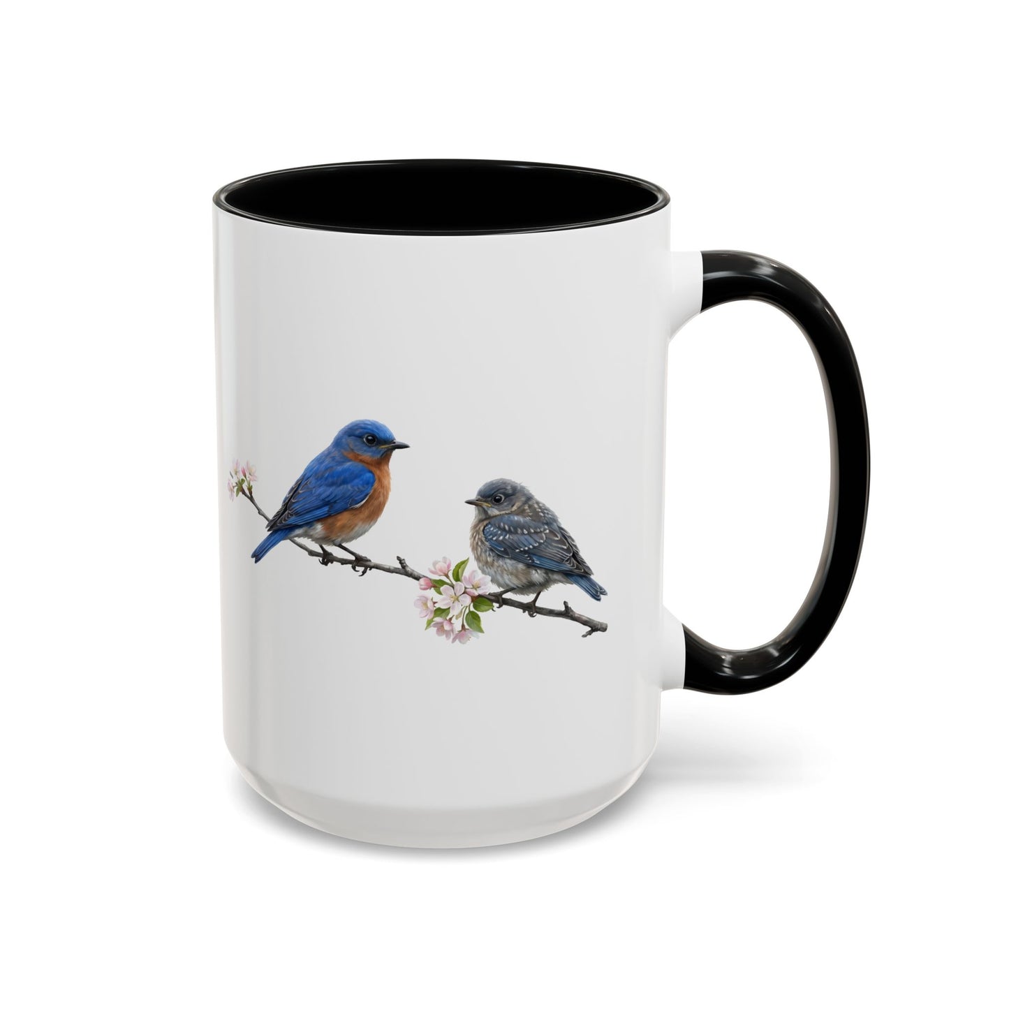 Eastern Bluebird & Fledgling Two-Tone Mug | Spring Bird Lover Gift