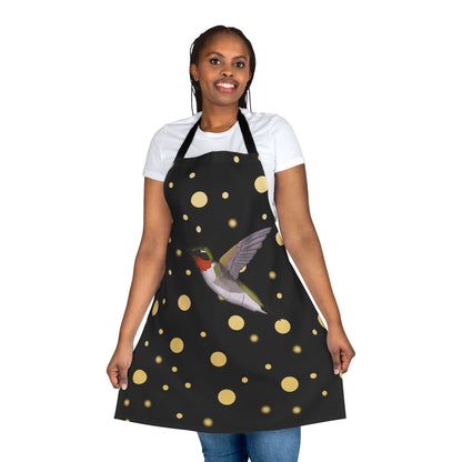 Hummingbird Golden Dots Birdlover Bird Art Apron Black