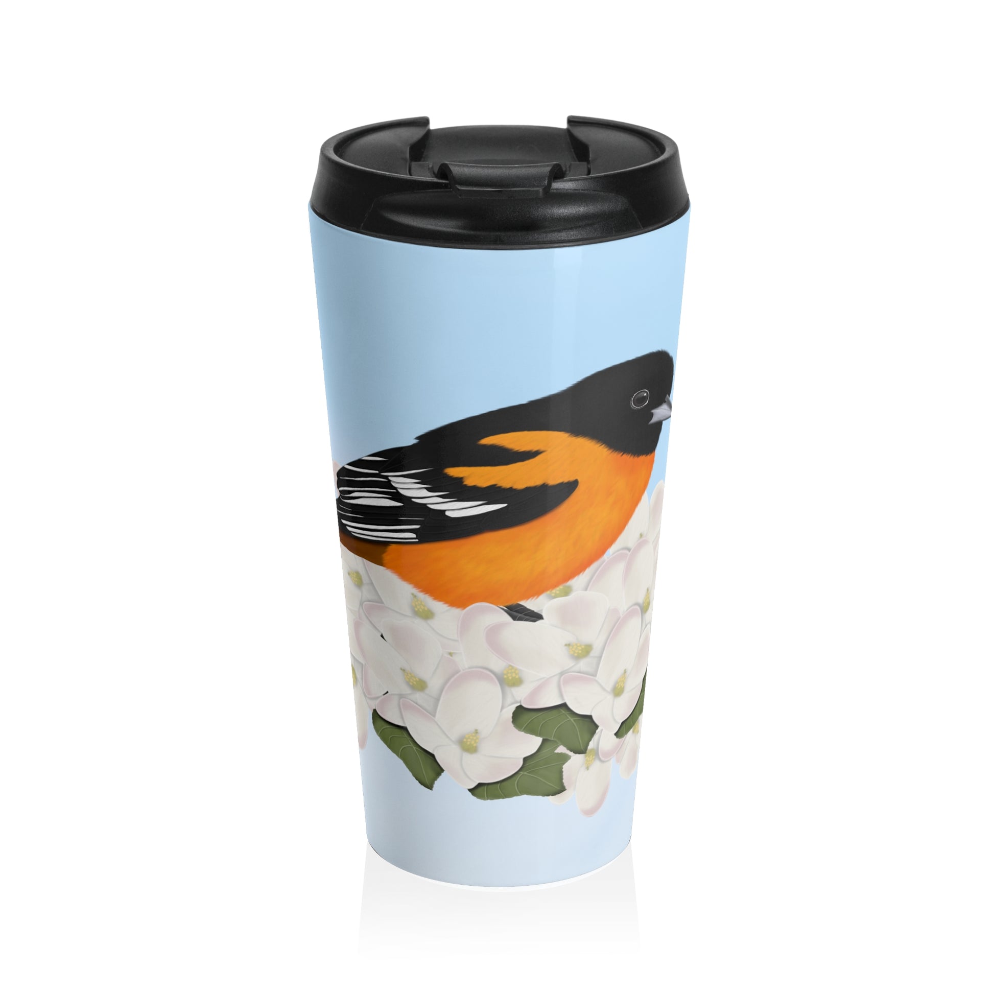 Baltimore Oriole Bird Stainless Steel Travel Mug 15oz - jz.birds