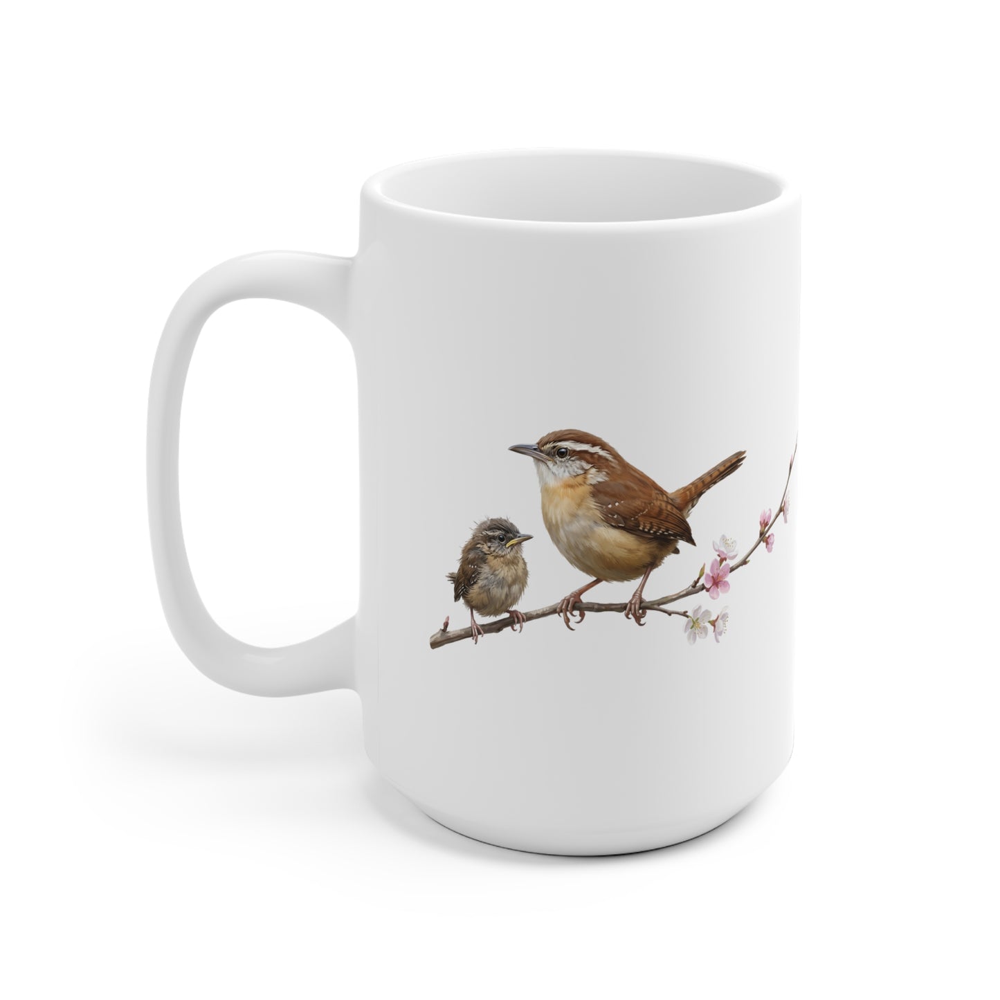 Zaunkönig mit Ästling Premium Keramiktasse | Geschenk für Vogelbeobachter