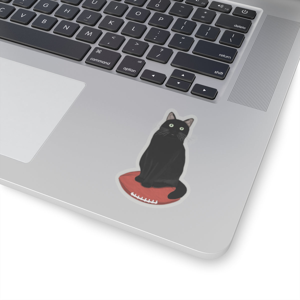 Black Cat with Football Cat Lover Sticker