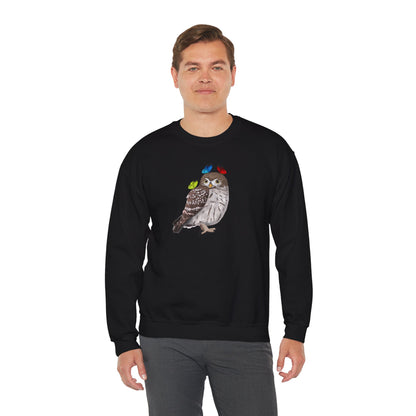 Little Owl with Butterflies Bird Birding & Birdwatching Sweatshirt