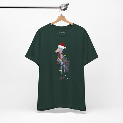 Shoebill with Fairy Lights Christmas Bird T-Shirt