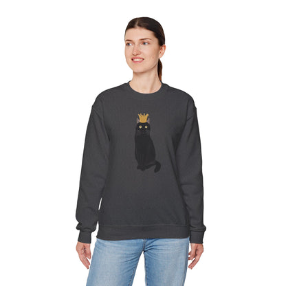 Black Cat with Crown Cat Lover Sweatshirt