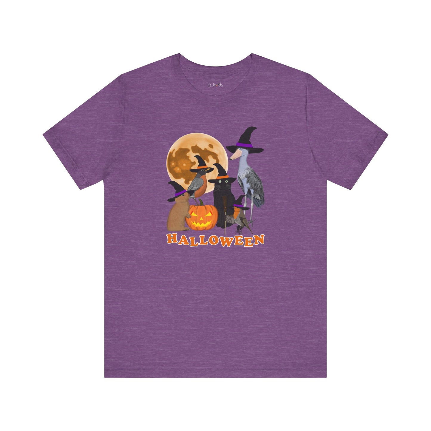 Robin Shoebill with Cat and Bunny Halloween Bird T-Shirt