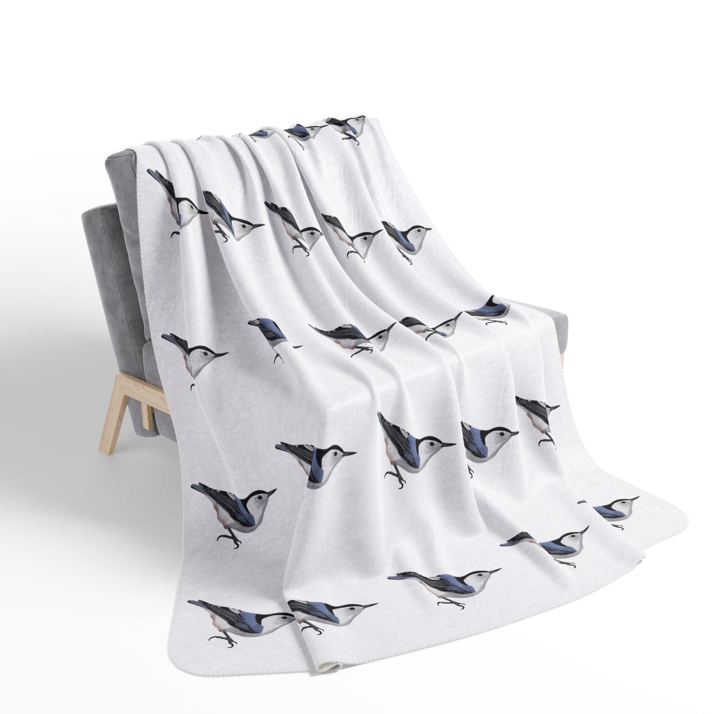 Nuthatch Art Fleece Sherpa Blanket (60"x80") - Thick, Ultra-Soft & Cozy Throw for Bird Lovers