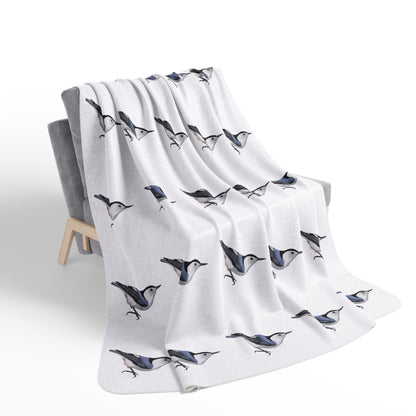 Nuthatch Art Fleece Sherpa Blanket (60"x80") - Thick, Ultra-Soft & Cozy Throw for Bird Lovers