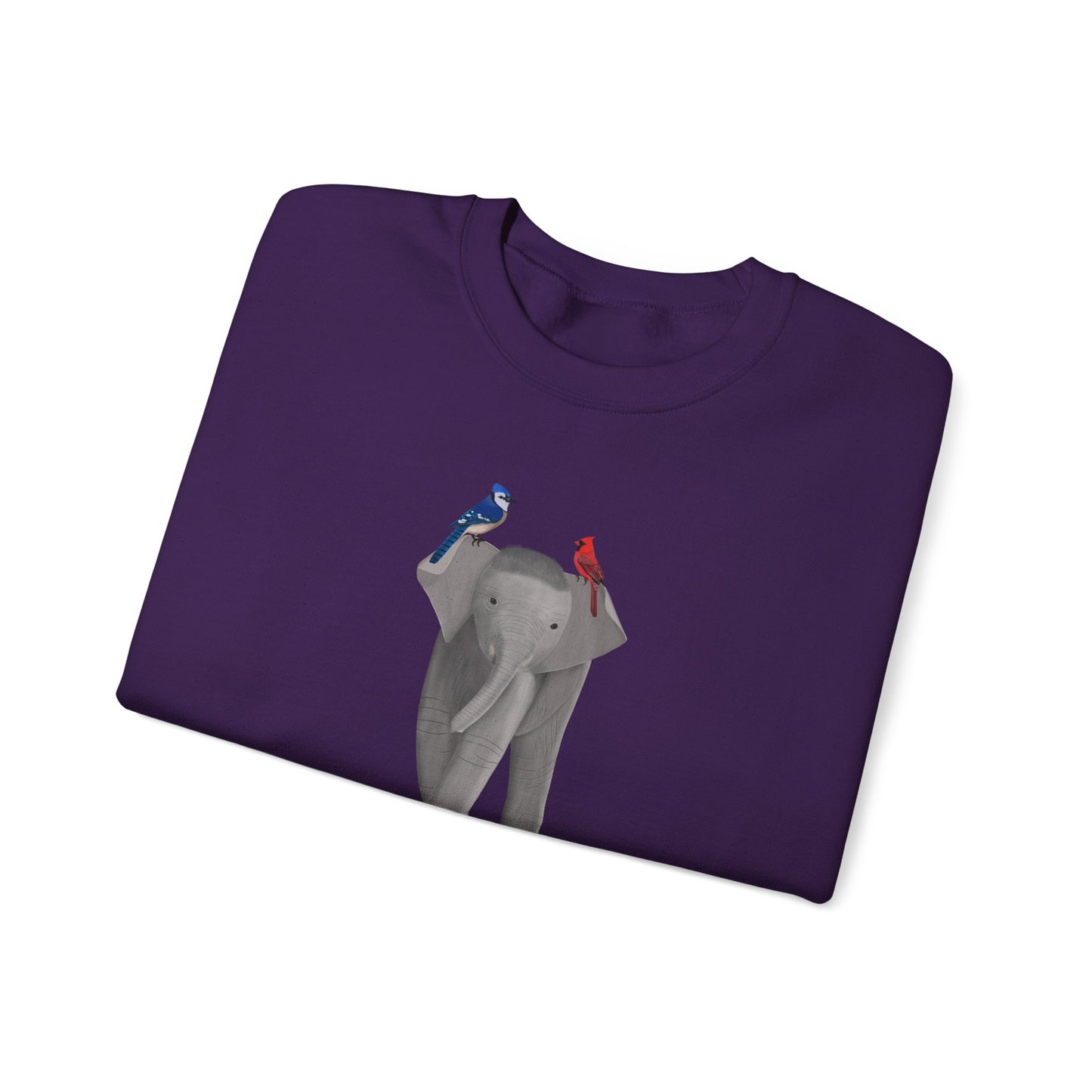 Elephant with Blue Jay Cardinal Birds Birding & Birdwatching Sweatshirt