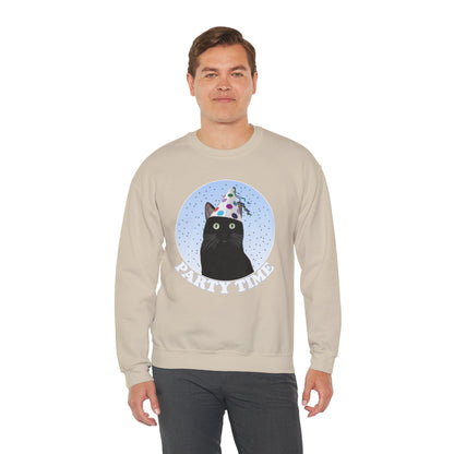 Black Cat Celebrating Party Time Cat Lover Sweatshirt