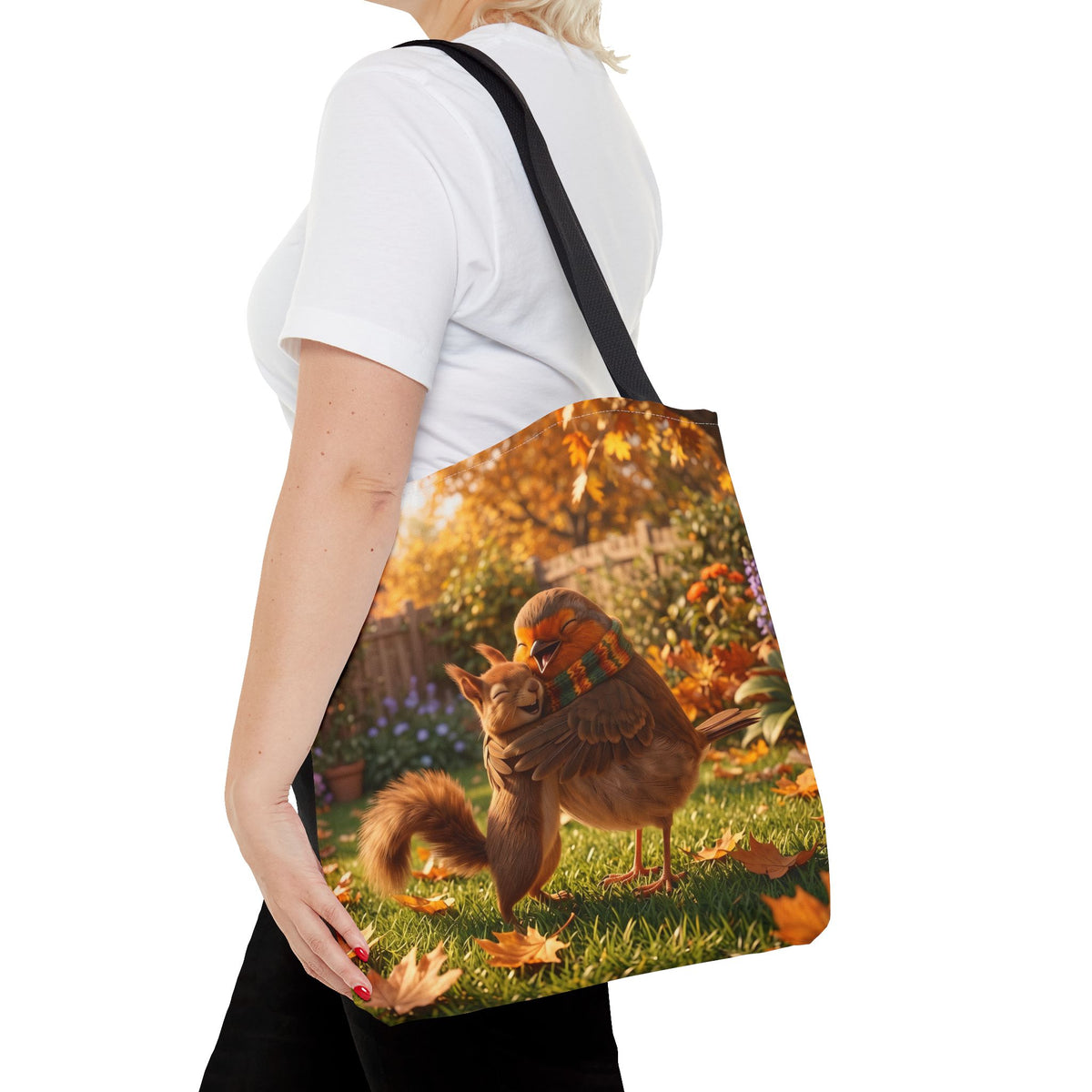 Tragetasche Rosi Rotkehlchen & Eichhörnchen | Bedruckter Shopper für Vogelfreunde