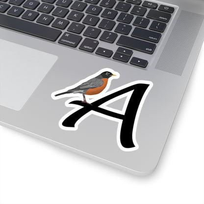 American Robin Letter A Bird Kiss-Cut Sticker