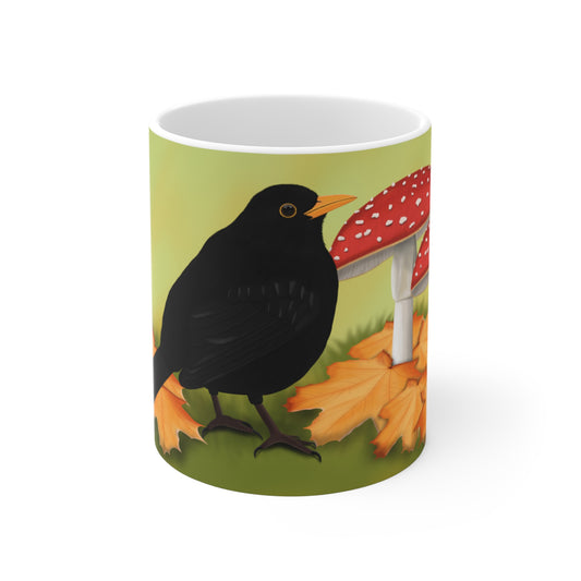 Blackbird Bird Fall Edition Ceramic Mug 11oz