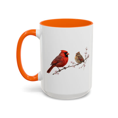 Northern Cardinal & Fledgling Two-Tone Mug | Spring Bird Lover Gift