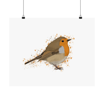 European Robin Bird Artwork Matte Poster